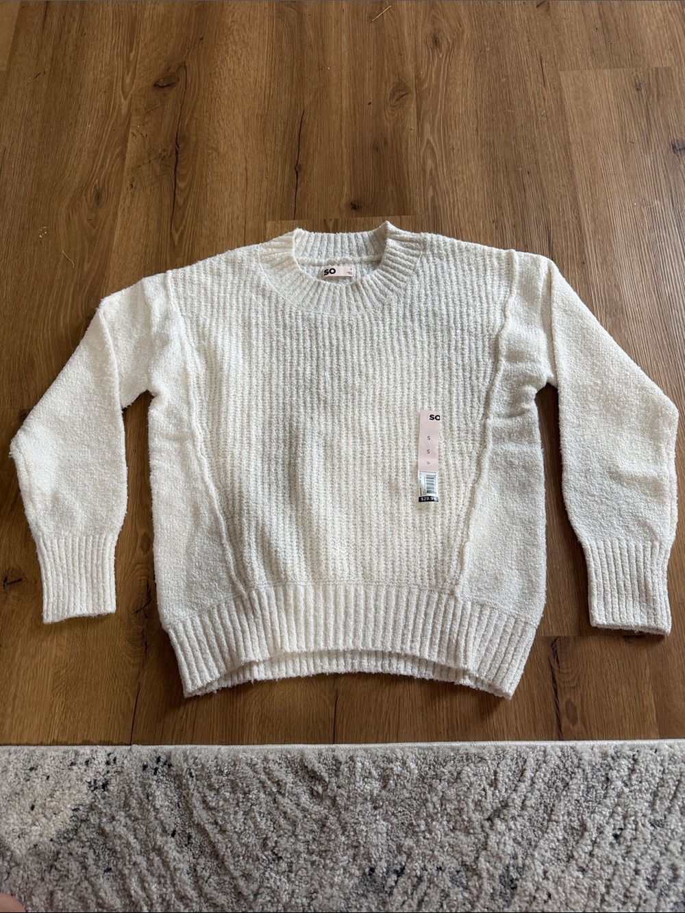 SO Cream Textured Crew Sweater